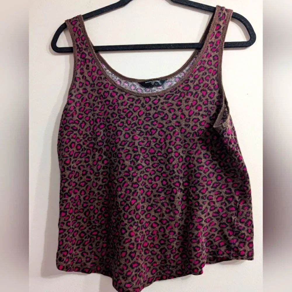Banana Republic linen blend brown animal print tank size M